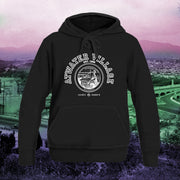 Los Angeles Atwater Village pullover hoodie in white on black - classic vintage style