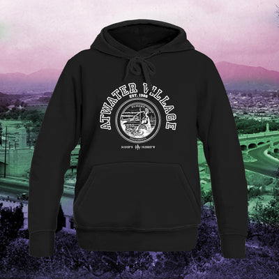 Los Angeles Atwater Village pullover hoodie in white on black - classic vintage style