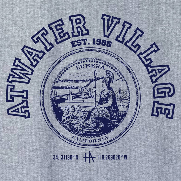 Los Angeles Atwater Village pullover crew neck in navy on grey / gray - classic vintage style