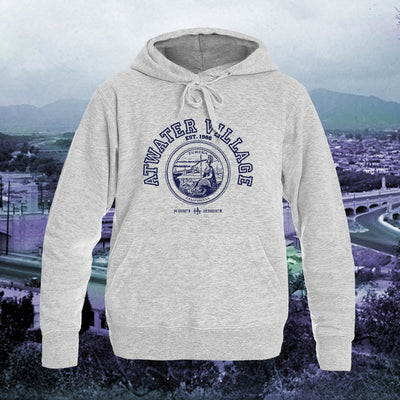 Los Angeles Atwater Village pullover hoodie in navy on grey / gray - classic vintage style