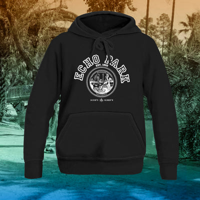 Los Angeles Echo Park pullover hoodie in white on black - classic vintage style