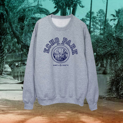 Los Angeles Echo Park pullover crew neck in navy on grey / gray - classic vintage style