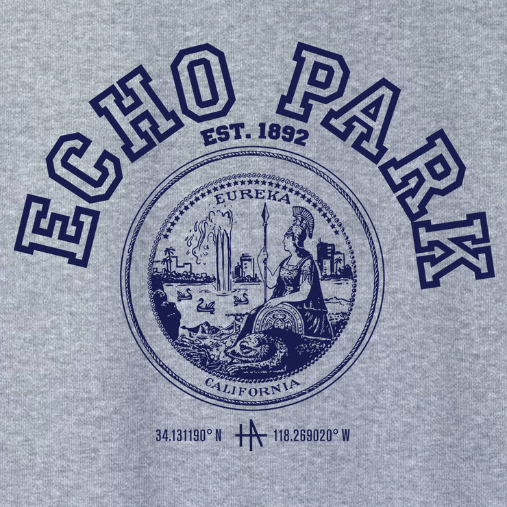 Los Angeles Echo Park pullover crew neck in navy on grey / gray - classic vintage style