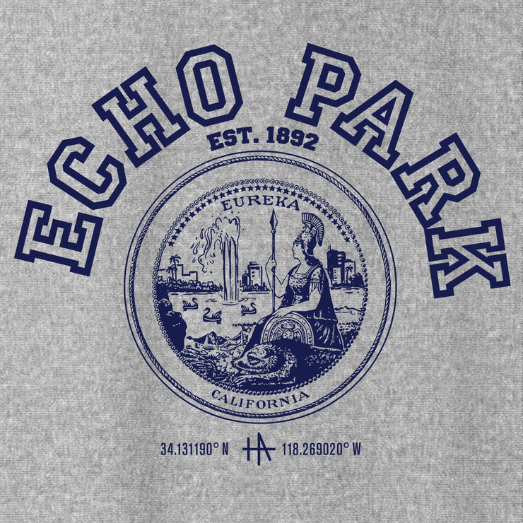 Los Angeles Echo Park pullover hoodie in navy on grey / gray - classic vintage style