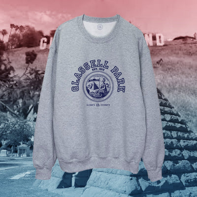 Los Angeles Glassell Park pullover crew neck in navy on grey / gray - classic vintage style