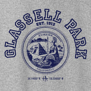 Los Angeles Glassell Park pullover hoodie in navy on grey / gray - classic vintage style