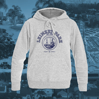 Los Angeles Leimert Park pullover hoodie in navy on grey / gray - classic vintage style