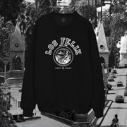 Los Angeles Los Feliz pullover crew neck in white on black - classic vintage style