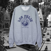 Los Angeles Los Feliz pullover crew neck in navy on grey / gray - classic vintage style