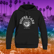 Los Angeles Silvelake pullover hoodie in white on black - classic vintage style