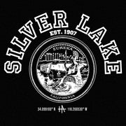 Los Angeles Silvelake pullover hoodie in white on black - classic vintage style