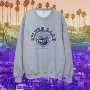 Los Angeles Silvelake pullover crew neck sweatshirt  in navy on grey / gray - classic vintage style