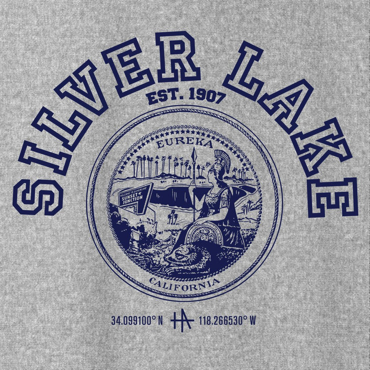 Los Angeles Silvelake  pullover hoodie in navy on gray / grey - classic vintage style